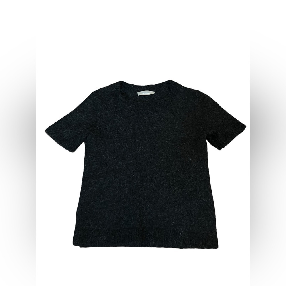 Everlane Women's XS The Alpaca Sweater Shirt Heather Black Short Sleeve